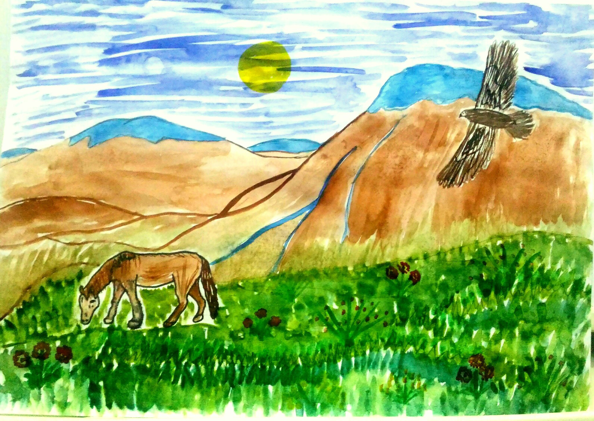 Детские рисунки горы Кавказа